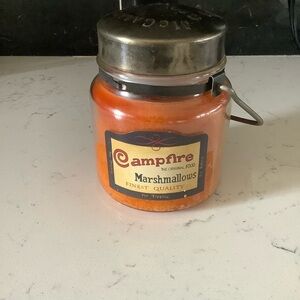 Vintage Campfire Marshmallows scented candle glass jar with metal lid 16 oz